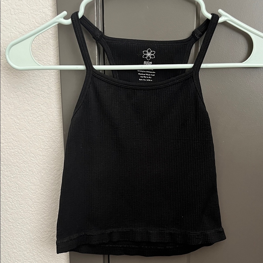 Aura Black Ribbed Tank Top